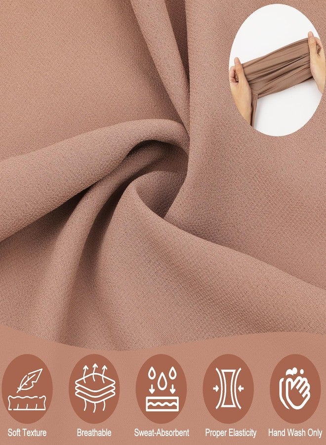XEPST Instant Hijab for Women, Islamic Muslim Chiffon Hijab with Matching Cross Hijab Undercap Soft Instant Hijab Ready to Wear Solid Color Headscarf Turban Wrap Hijab Scarf for Women, Khaki - Image 4